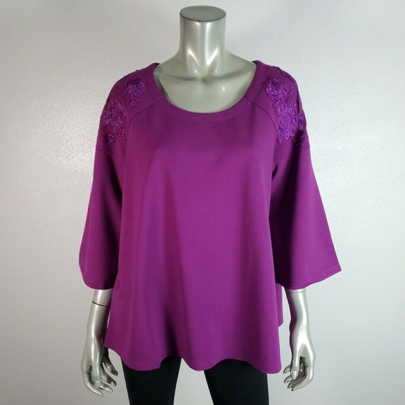 Jessica London Top Size 12 Mesh Embroidered NWT - Picture 2 of 7